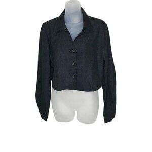 House Of Harlow 1960 Black Cropped Button Down Blouse Size M